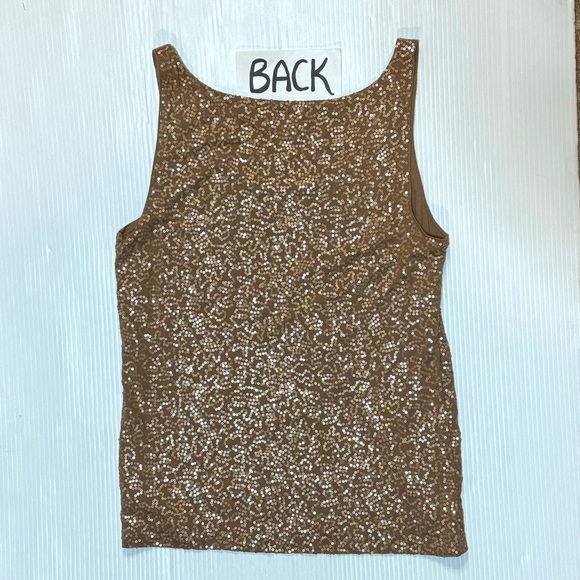 Talbots Petites Tan Brown Sequin Tank Top M - Picture 6 of 9
